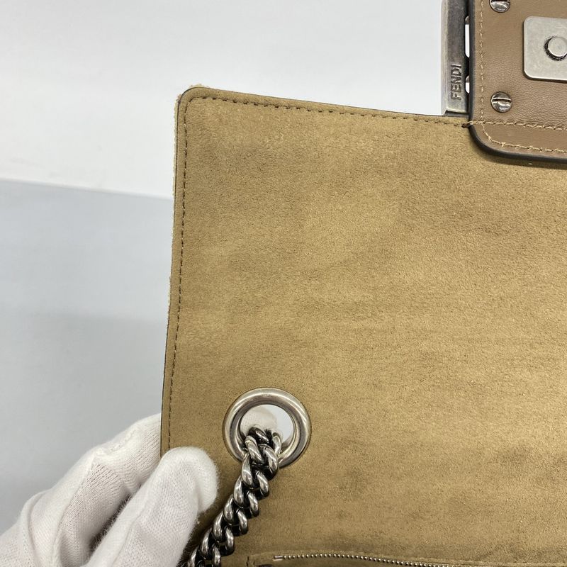 Fendi Shoulder Bag Zucca Chenille Brown Silver