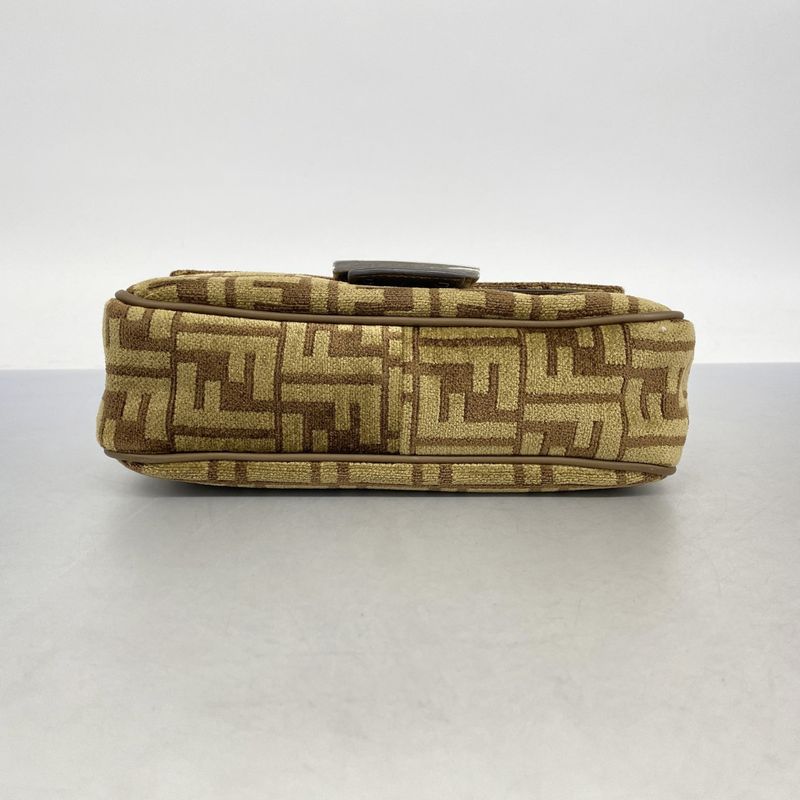 Fendi Shoulder Bag Zucca Chenille Brown Silver