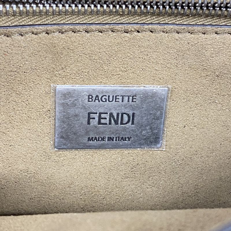 Fendi Shoulder Bag Zucca Chenille Brown Silver