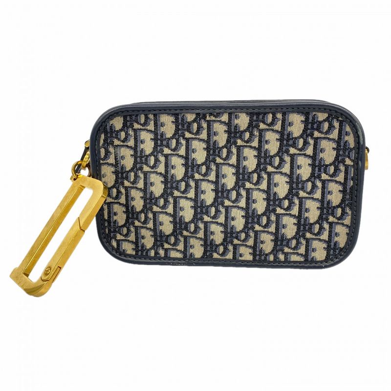 Dior Clutch Oak Canvas Navy Gold