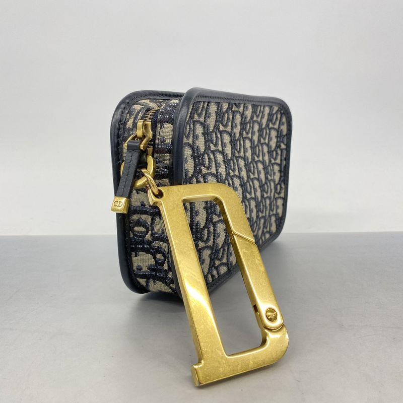 Dior Clutch Oak Canvas Navy Gold