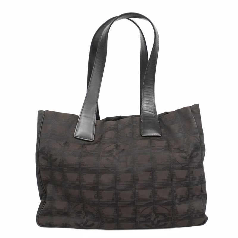 Chanel Tote New Travel Nylon Brown Black Silver