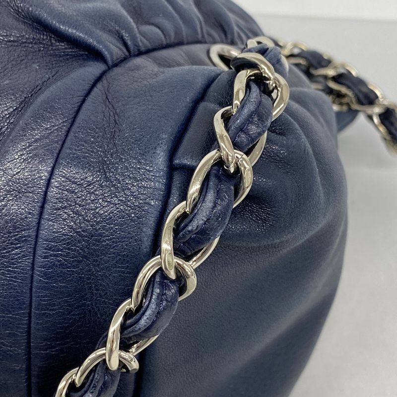 Chanel Chain Lambskin Navy Silver