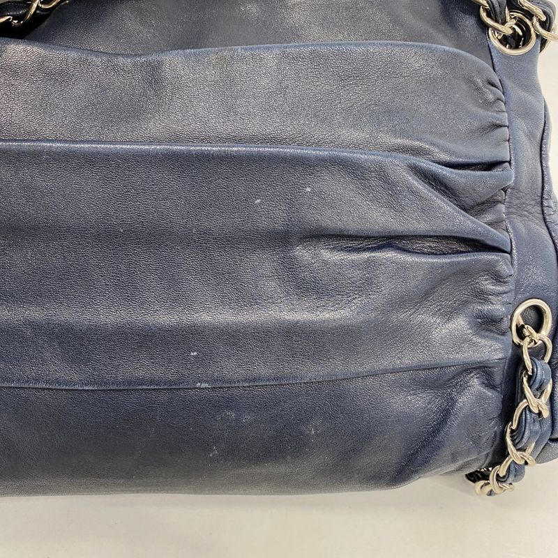 Chanel Chain Lambskin Navy Silver