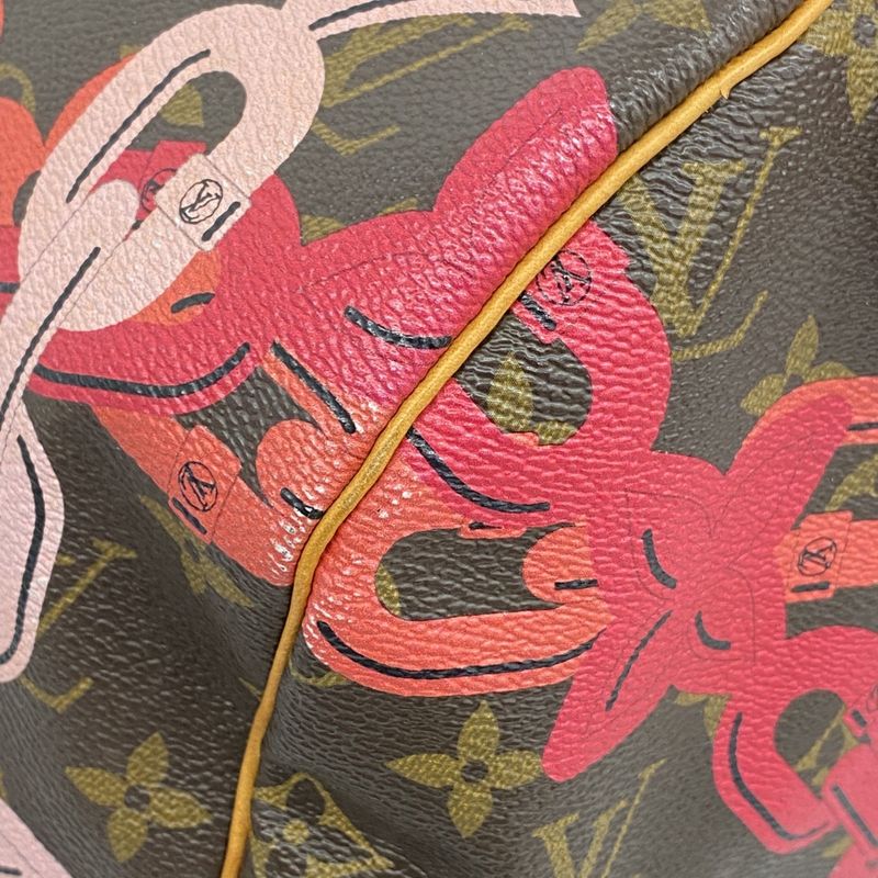 Louis Vuitton Handbag Monogram Chain Print Speedy 30 Brown Pin Cles