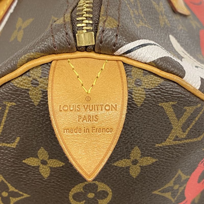 Louis Vuitton Handbag Monogram Chain Print Speedy 30 Brown Pin Cles