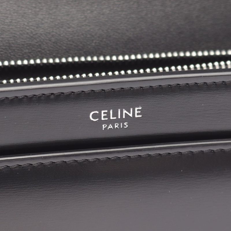 Celine Shoulder Bag Claude Triomphe Black Leather Chain