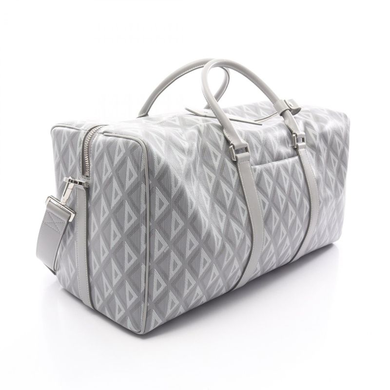 Dior Boston Bag CD Diamond Rango 50 Gray Canvas Leather