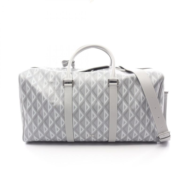 Dior Boston Bag CD Diamond Rango 50 Gray Canvas Leather