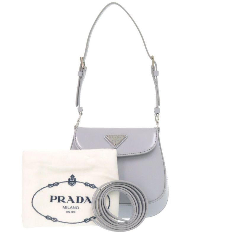 Prada Spazzolato Triangle Logo Leather Light Blue 2-Way