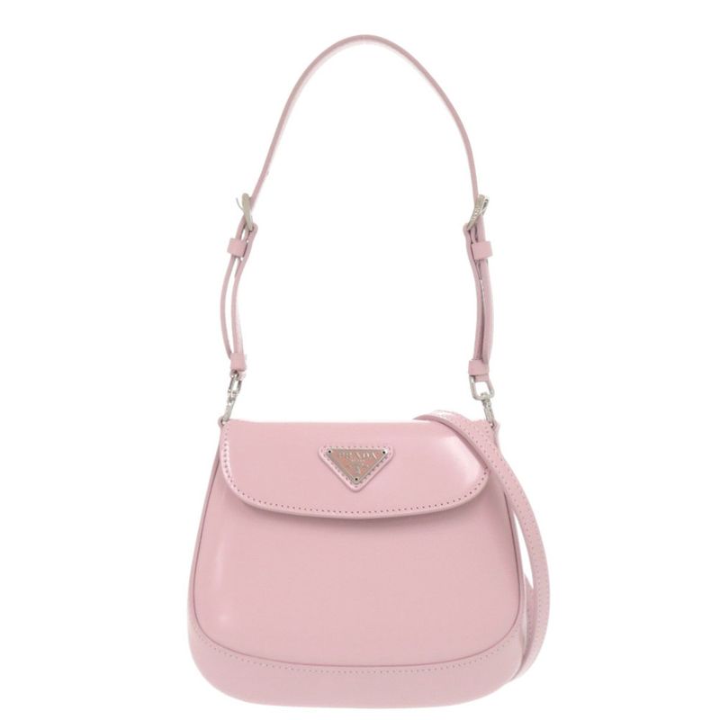 Prada Spazzolato Triangle Logo Leather Pink 2-Way Shoulder Bag