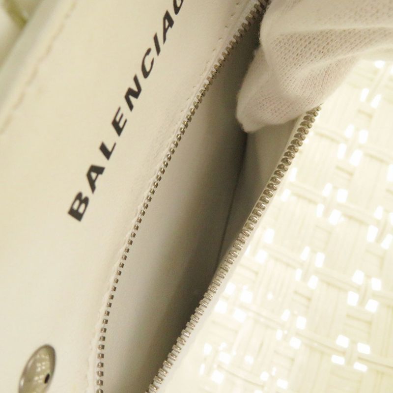 Balenciaga 2-Way Bistro XS Patent Leather White Handbag Basket Bag