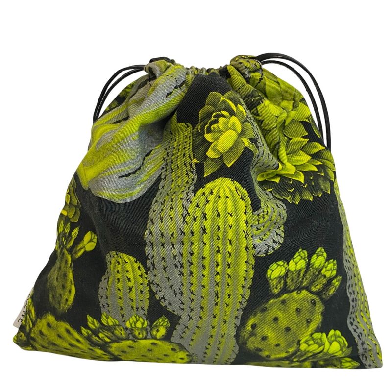 Loewe Cactus Pattern Drawstring Pouch Black