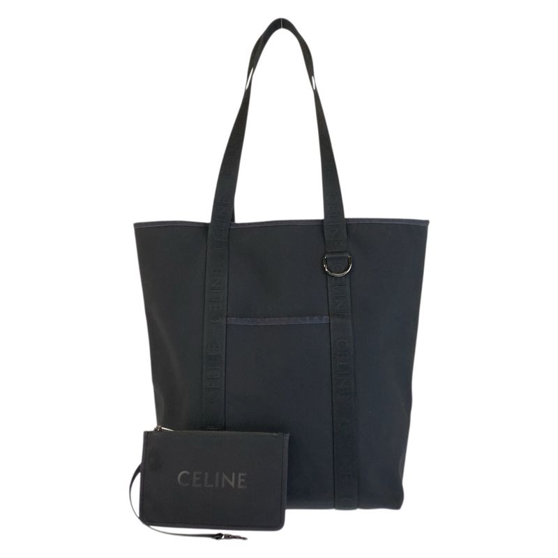 Celine Vertical Cabas Black Canvas Tote Shoulder Bag