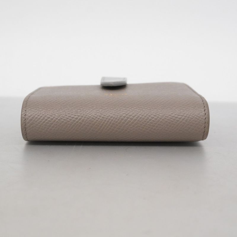 Celine Trifold Wallet Leather Gray Gold