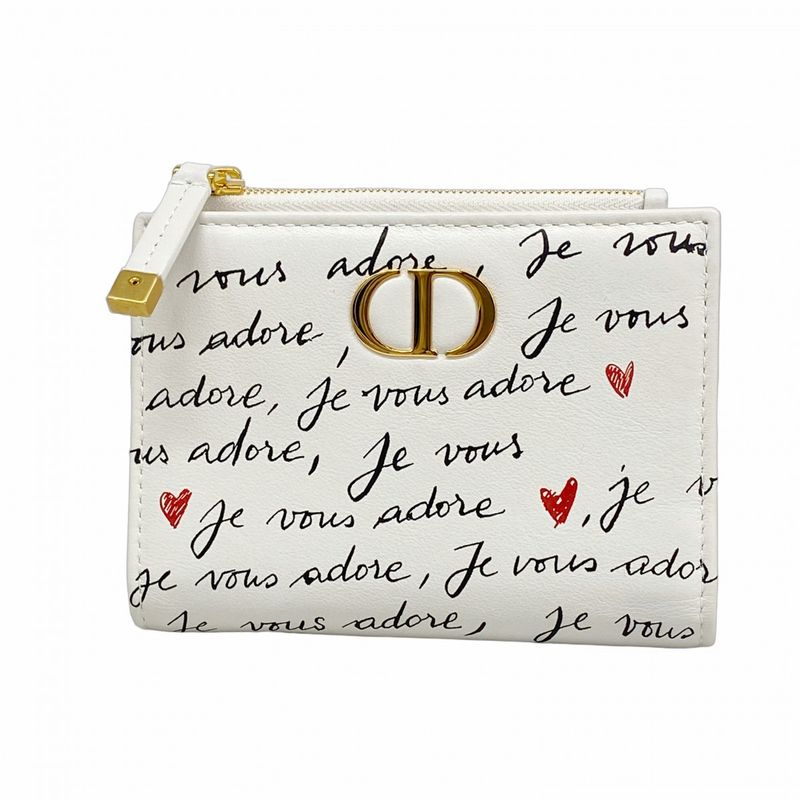 Dior Wallet Caro Leather White Gold