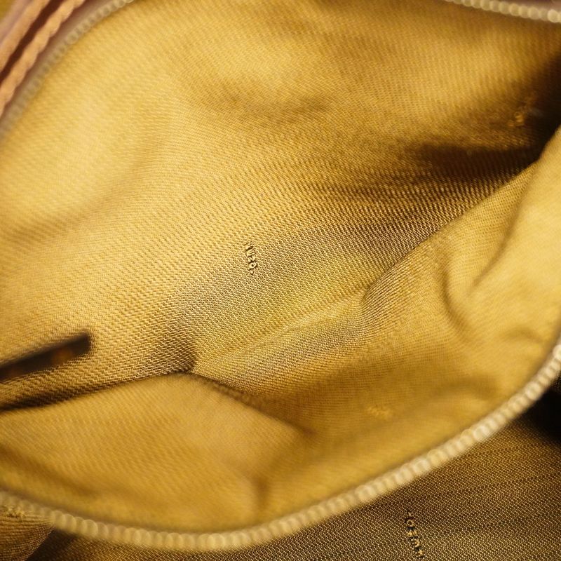 Fendi Handbag Zucca Nylon Canvas Brown Gold 2-Way Bag