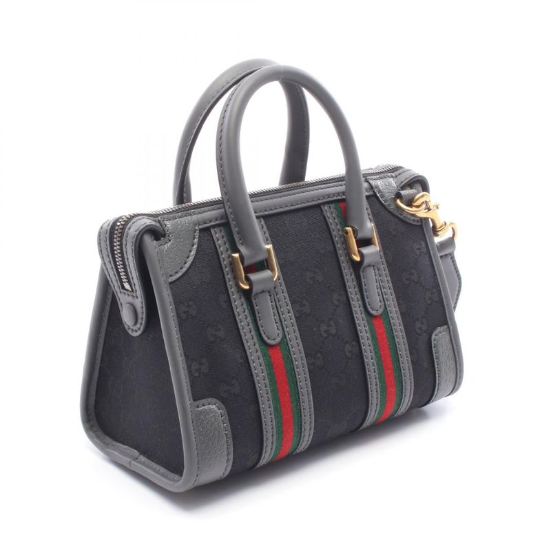 Gucci Handbag Ophidia GG Canvas Black Gray Sherry Line