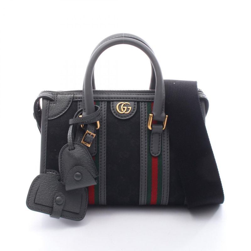 Gucci Handbag Ophidia GG Canvas Black Gray Sherry Line