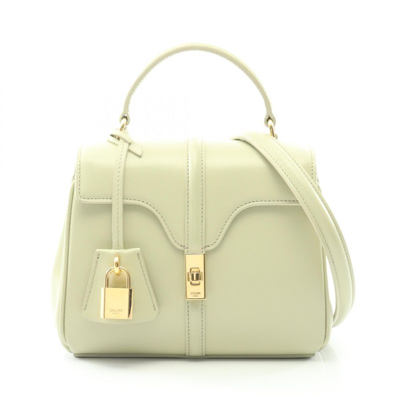 Celine Handbag Mini 16 Seize Almond Green Leather