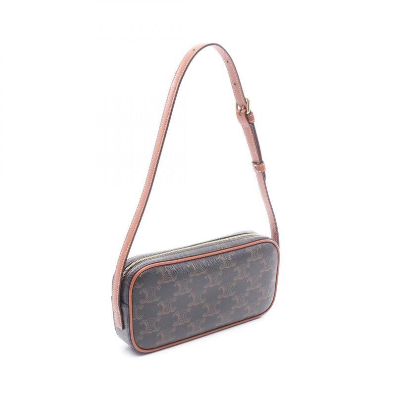 Celine Shoulder Bag Cuill Triomphe Mini Black Brown Multi