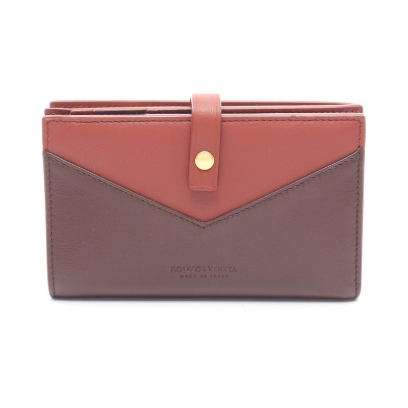 Bottega Veneta Bifold Wallet Brown Red Leather