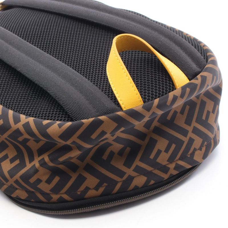 Fendi Backpack Zucca Black Brown Yellow Nylon Leather