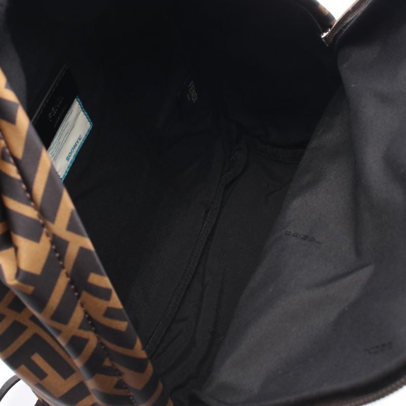 Fendi Backpack Zucca Black Brown Yellow Nylon Leather
