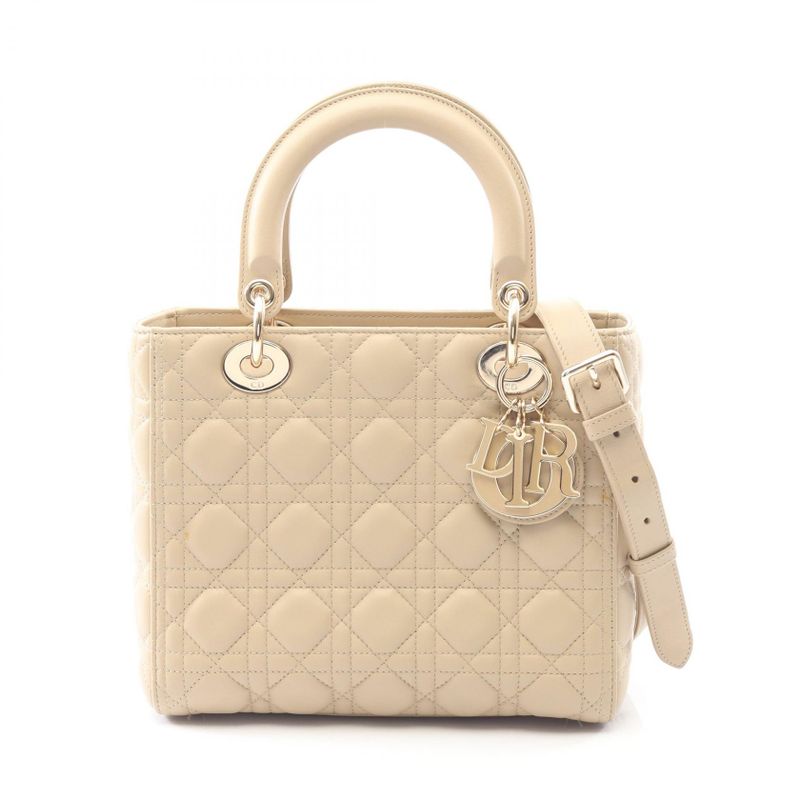 Dior Handbag Lady Dior MY Abcdior Cannage Beige Leather