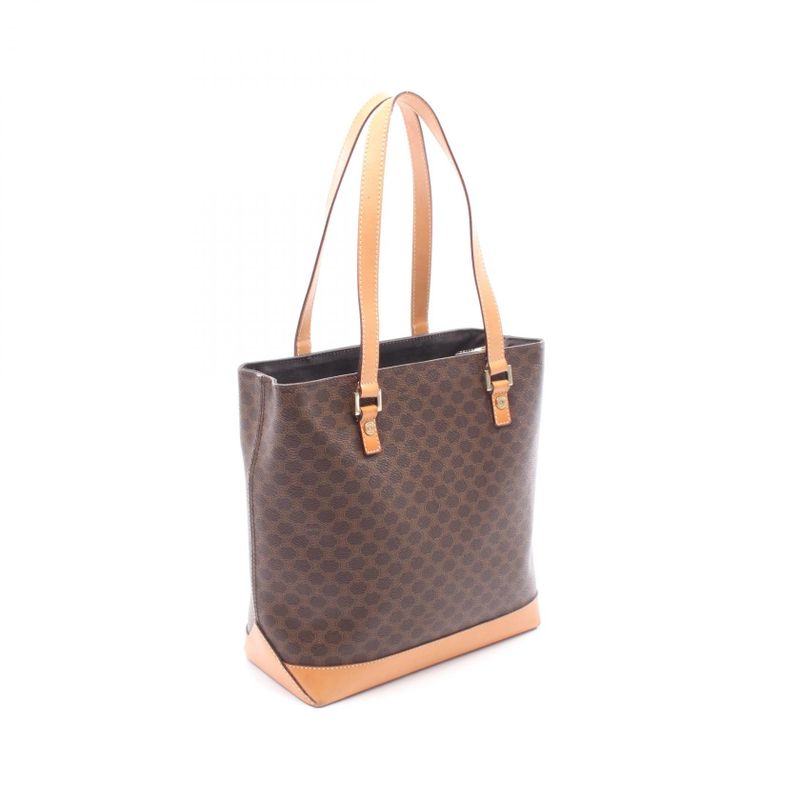 Celine Tote Macadam Brown Natural Canvas Leather