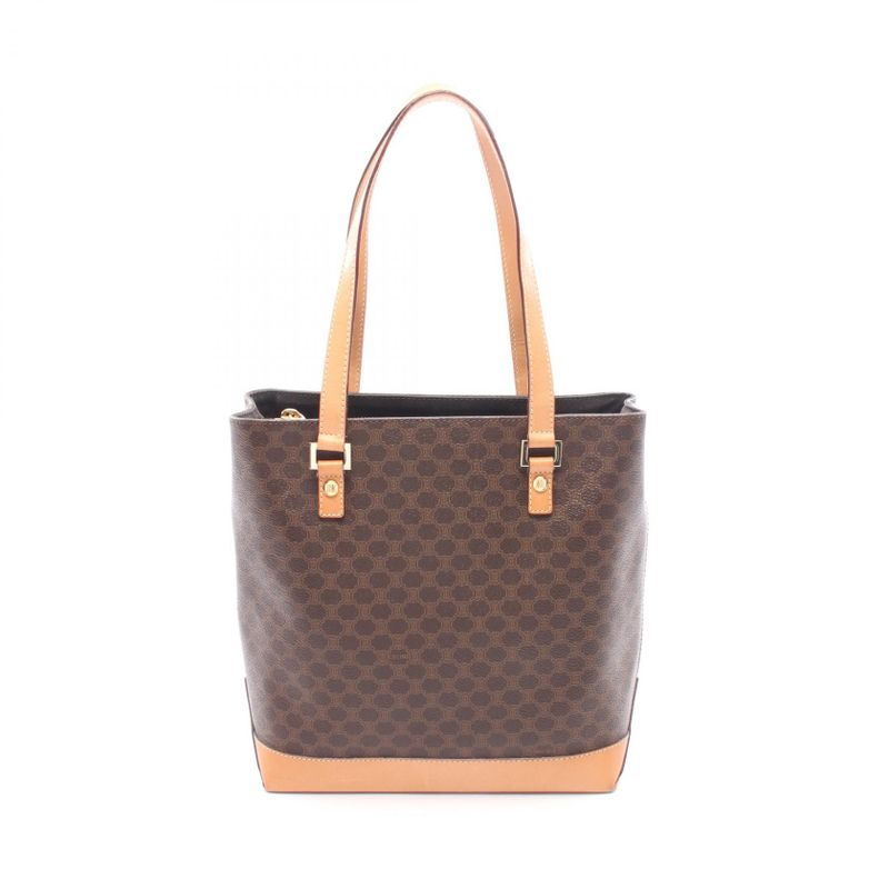 Celine Tote Macadam Brown Natural Canvas Leather
