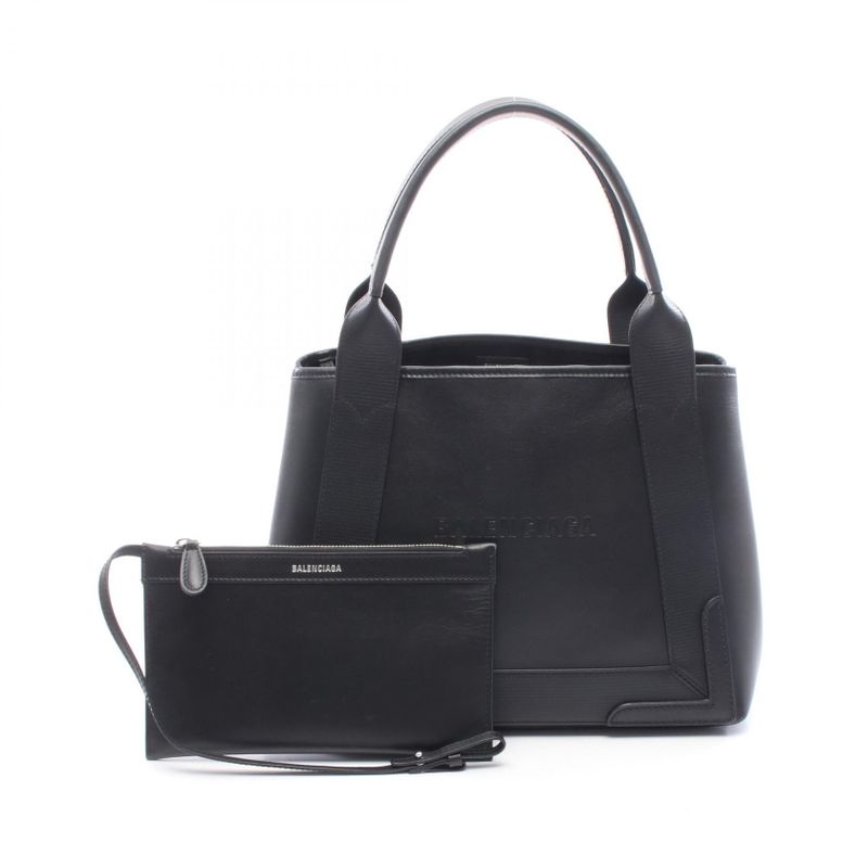 Balenciaga Tote Navy Cabas S Black Leather