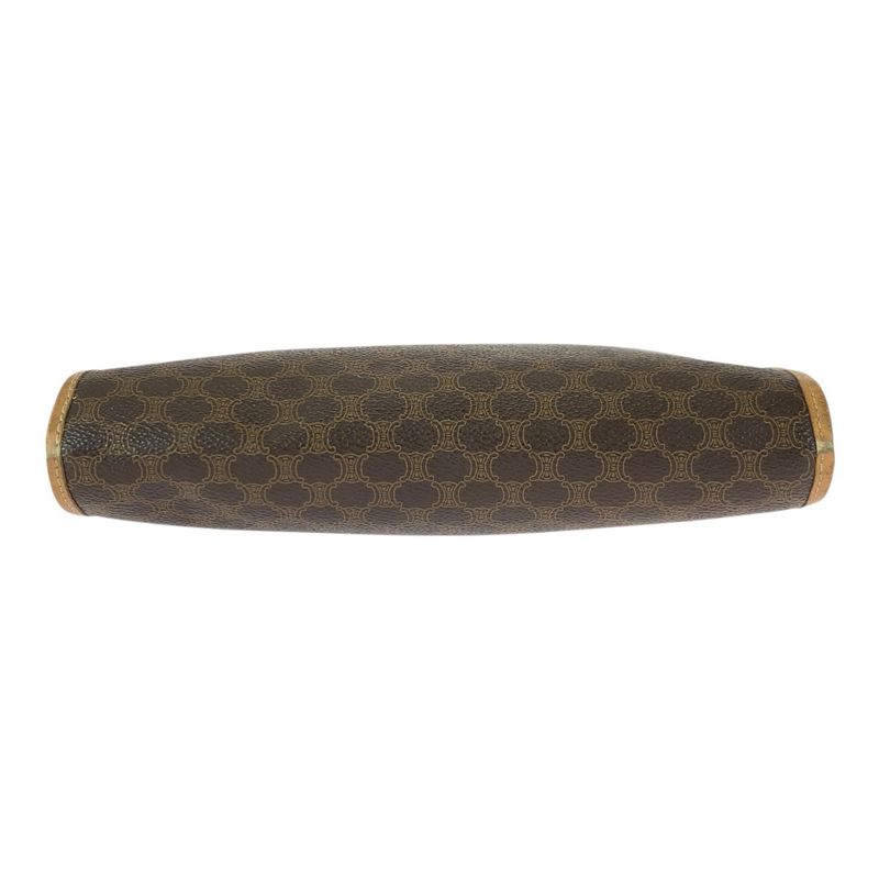 Celine Macadam Brown Gold Leather Clutch