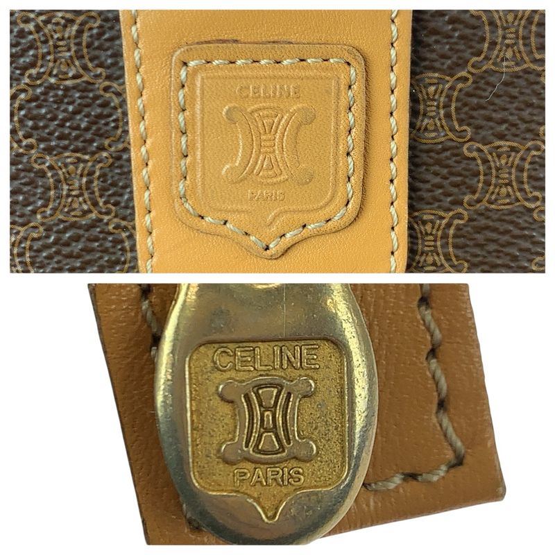 Celine Macadam Brown Gold Leather Clutch