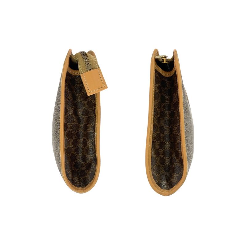 Celine Macadam Brown Gold Leather Clutch