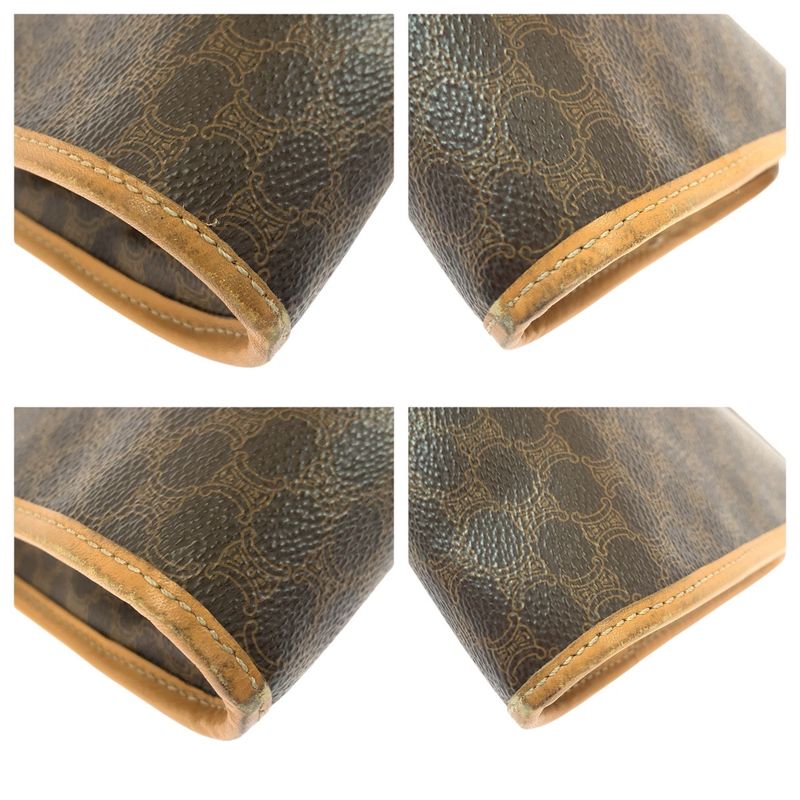 Celine Macadam Brown Gold Leather Clutch