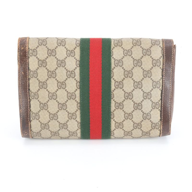 Gucci Old GG Supreme Sherry Line Leather Clutch Pouch Commuting