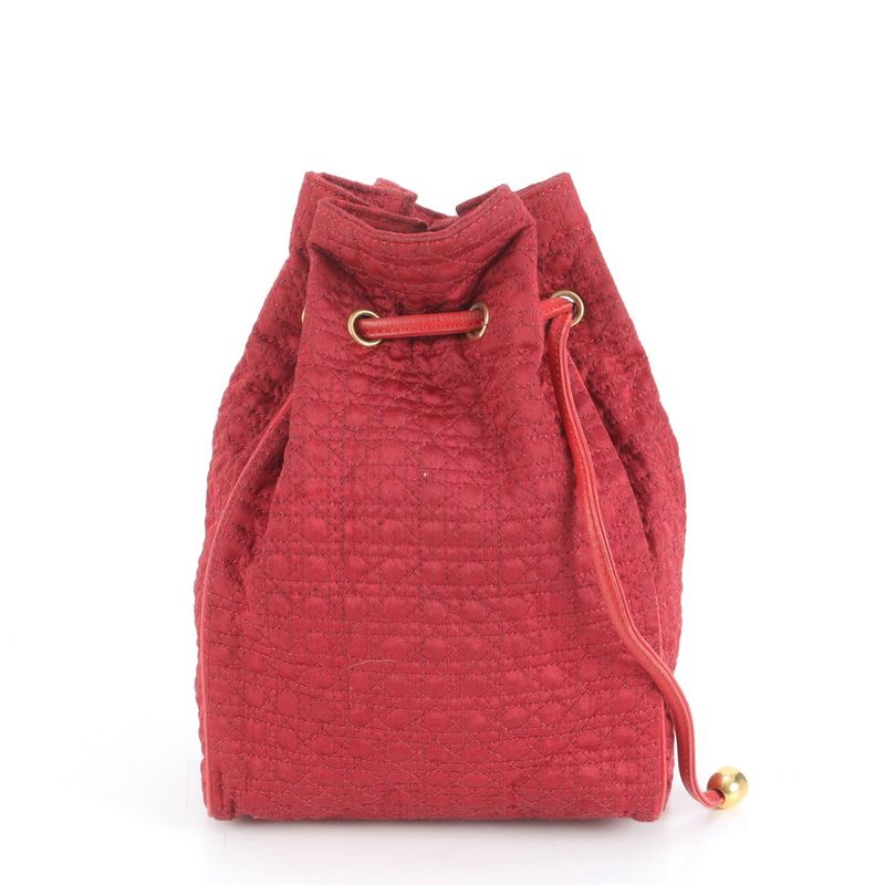 Dior Cannage Pouch Drawstring Hand Red Rem