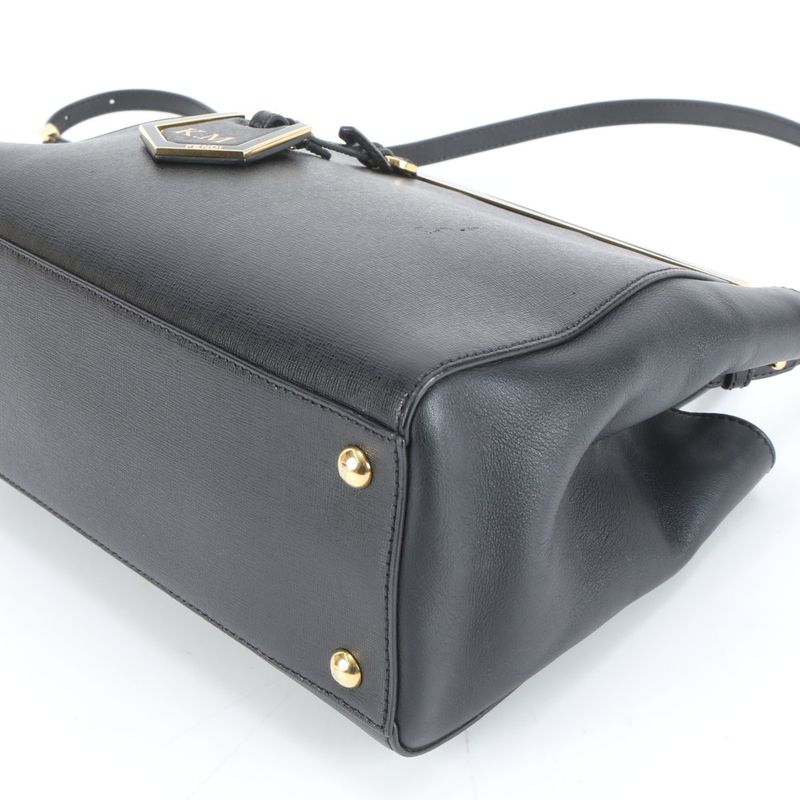 Fendi Petit Tou Jour Leather 2-Way Shoulder Bag Crossbody Hand Black