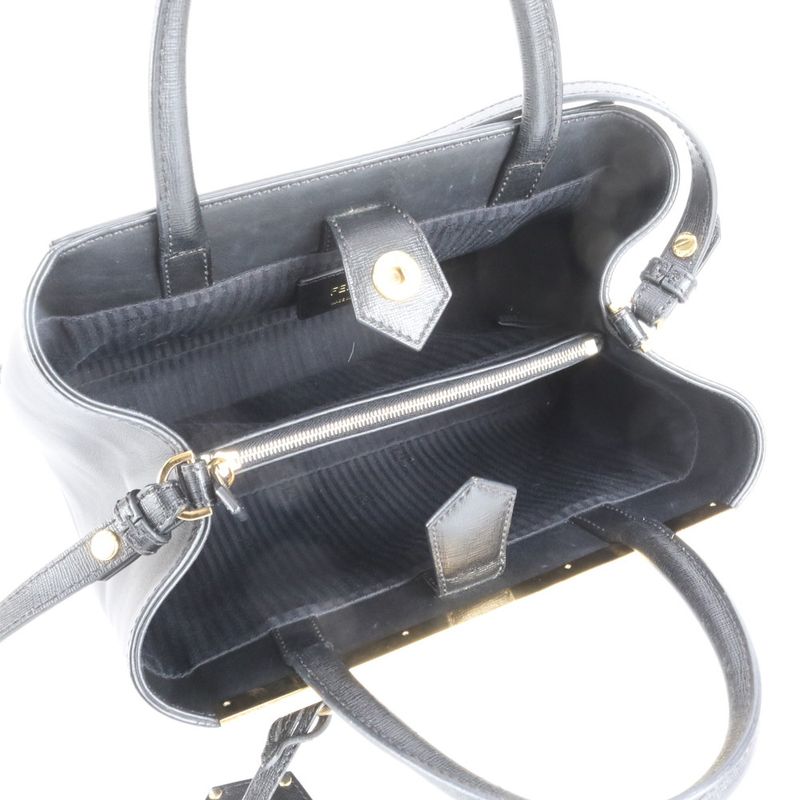 Fendi Petit Tou Jour Leather 2-Way Shoulder Bag Crossbody Hand Black