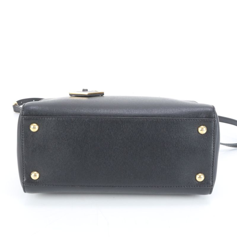 Fendi Petit Tou Jour Leather 2-Way Shoulder Bag Crossbody Hand Black