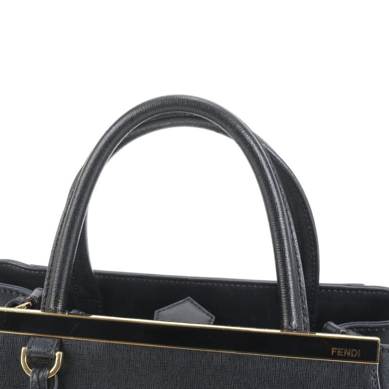 Fendi Petit Tou Jour Leather 2-Way Shoulder Bag Crossbody Hand Black