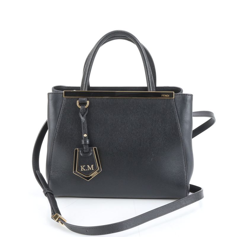 Fendi Petit Tou Jour Leather 2-Way Shoulder Bag Crossbody Hand Black