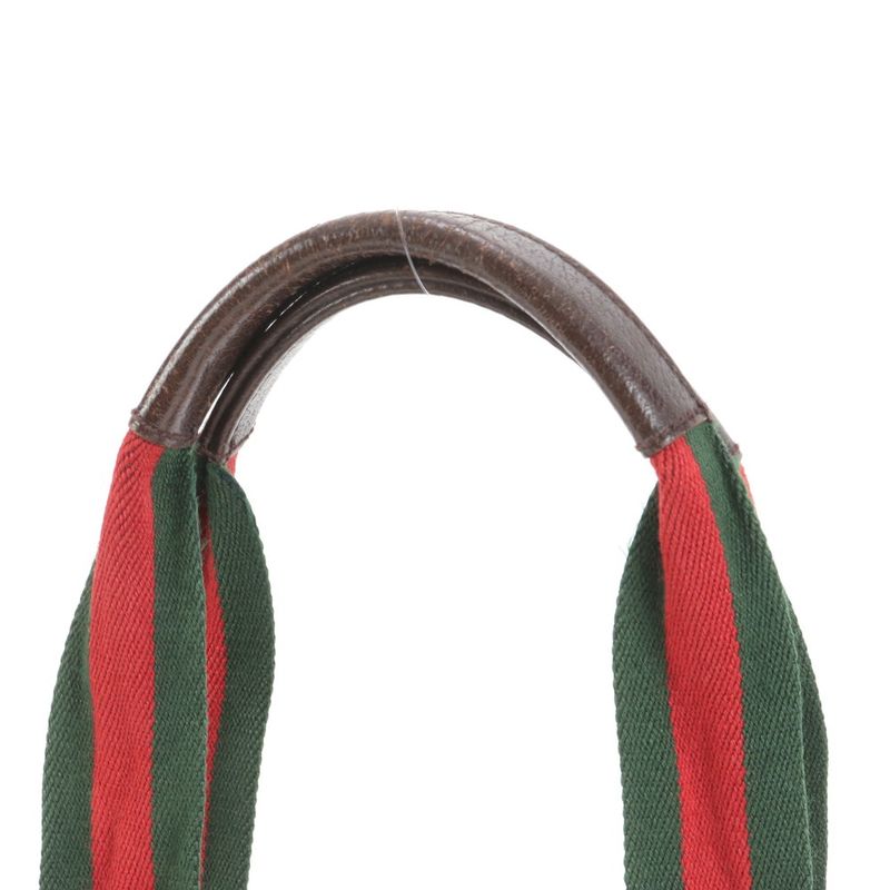 Gucci GG Canvas Sherry Line Leather Tote Shoulder Hand Brown