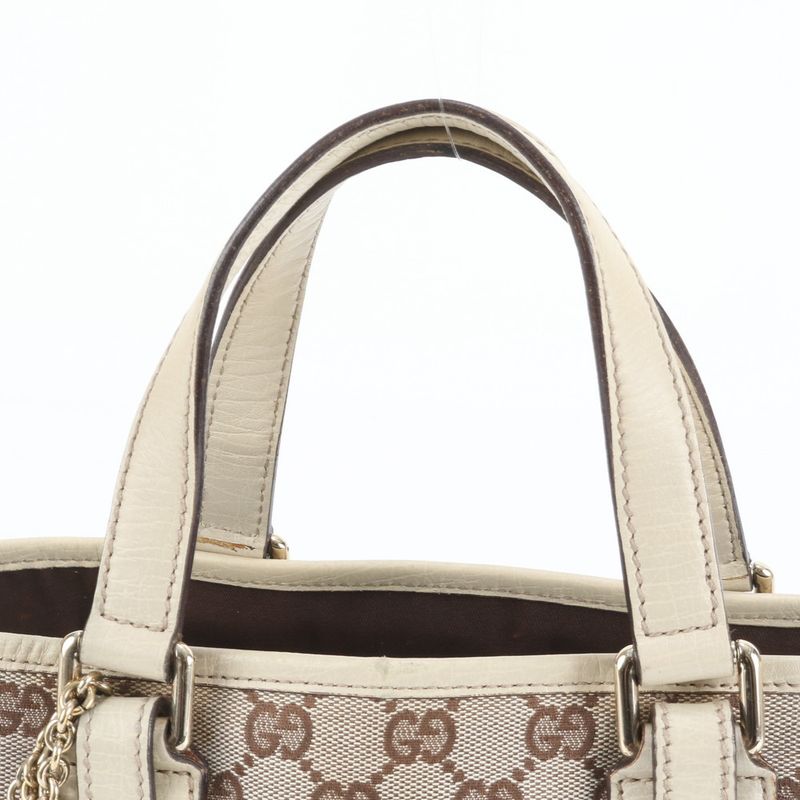 Gucci GG Canvas Sherry Line Leather Handbag Tote