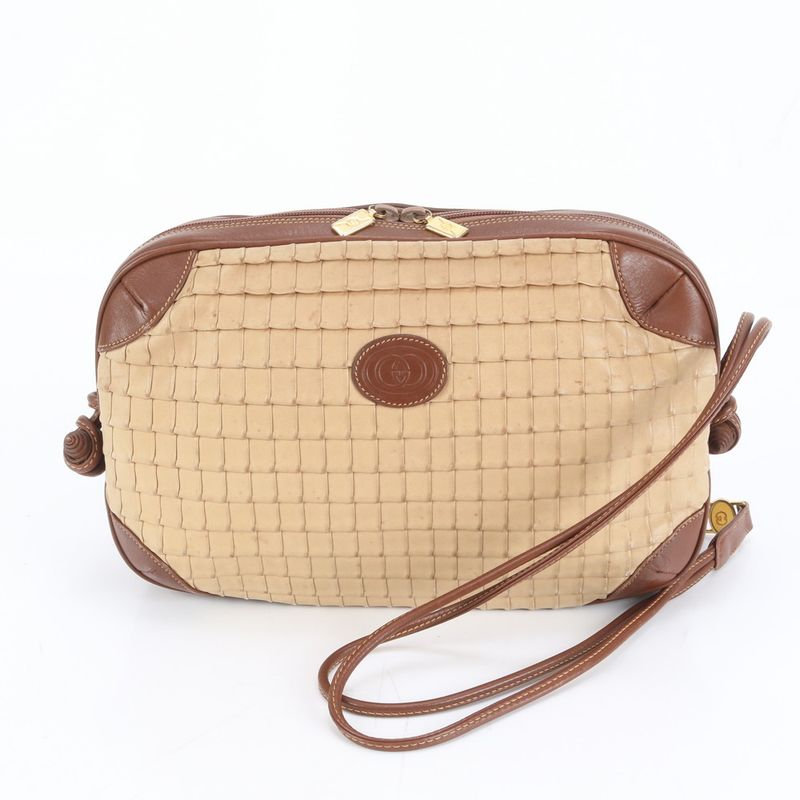 Gucci Vintage Leather Shoulder Bag Crossbody Brown Hand Tote Ree