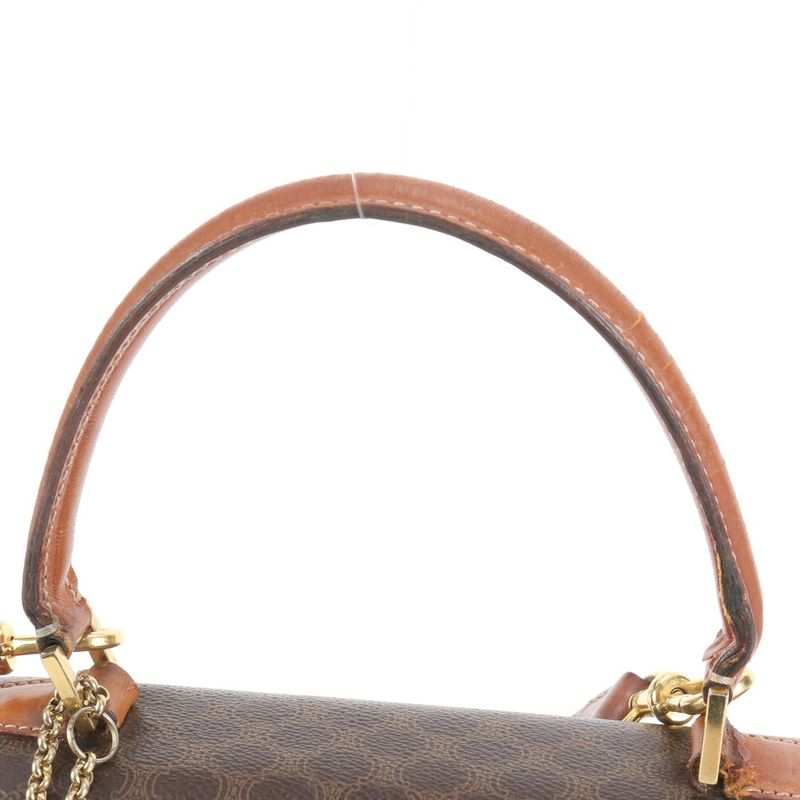Celine Macadam Leather 2-Way Shoulder Bag Crossbody Hand Brown