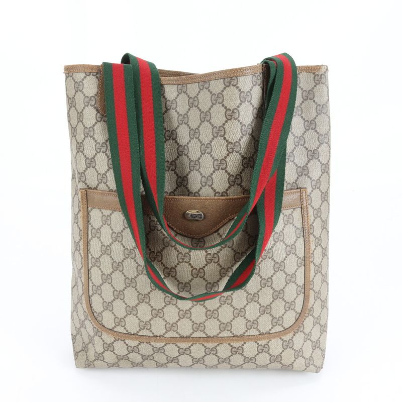 Gucci Old GG Supreme Sherry Line Leather Tote Shoulder Business