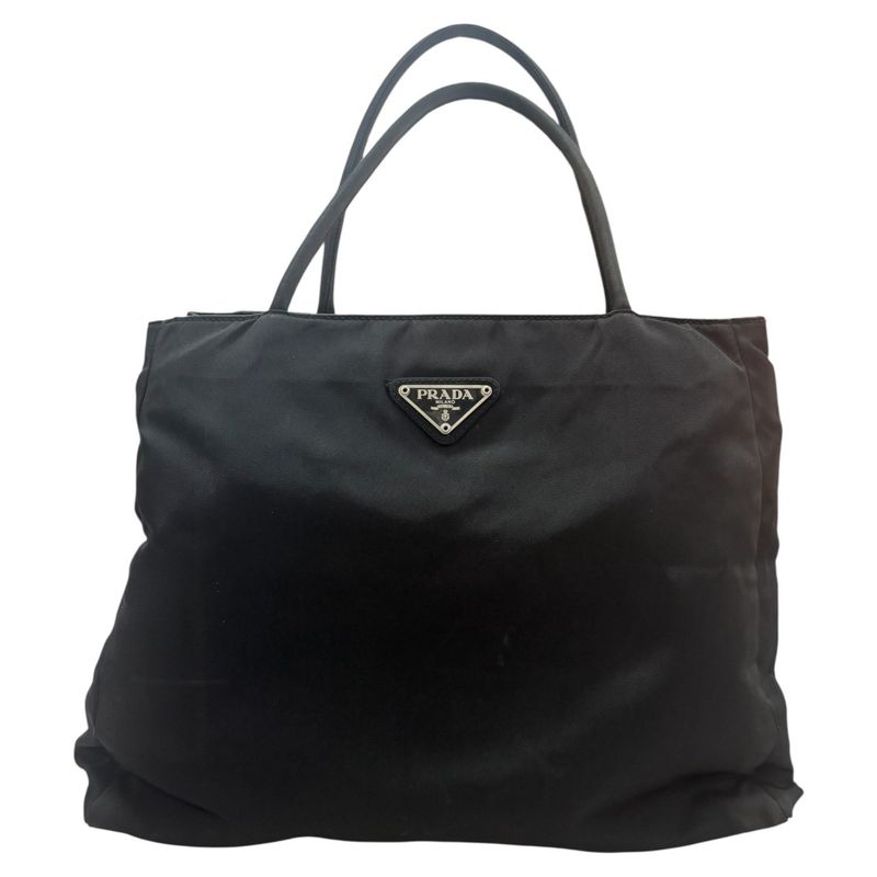 Prada Tessuto Black Gold Nylon Tote
