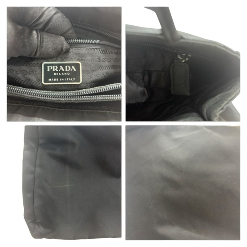 Prada Tessuto Black Gold Nylon Tote